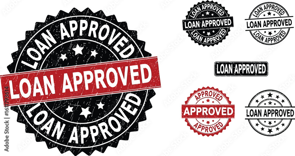 Fototapeta premium Get your loan approved with these official stamps and seals for business success