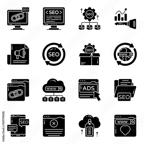 Set of Seo and Web Solid Icons