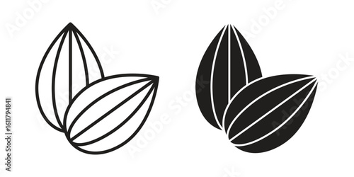 Almond icon logo set. thin line concept simple icon or design element