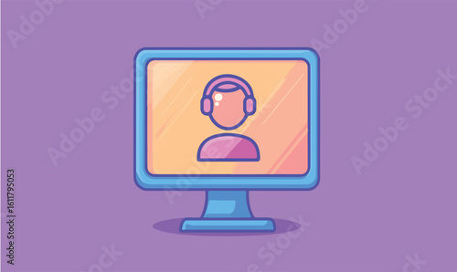 Customer support representative on a computer screen ready to assist with any questions or concerns now