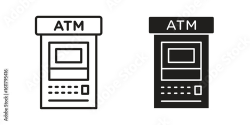 ATM machine icon logo set. thin line concept simple icon or design element