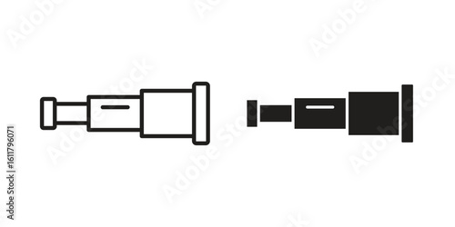 Boat Telescope icon logo set. thin line concept simple icon or design element