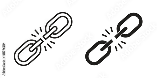 Broken link icon logo set. thin line concept simple icon or design element