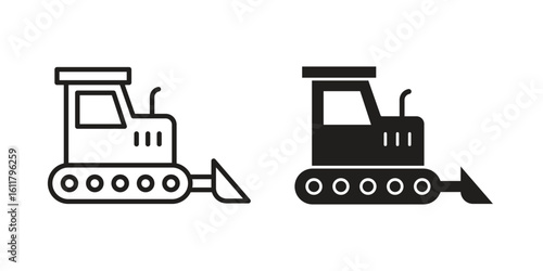 Bulldozer icon logo set. thin line concept simple icon or design element