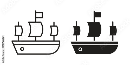 Caravel icon logo set. thin line concept simple icon or design element