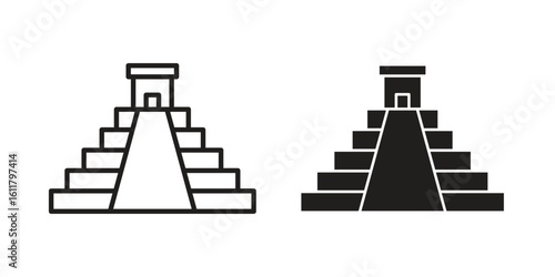 Chichen Itza icon logo set. thin line concept simple icon or design element