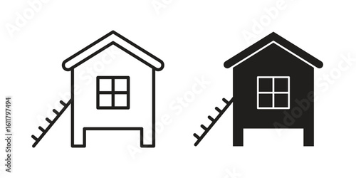 Chicken coop icon logo set. thin line concept simple icon or design element