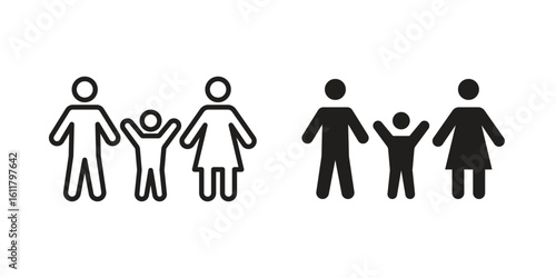 Child custody icon logo set. thin line concept simple icon or design element