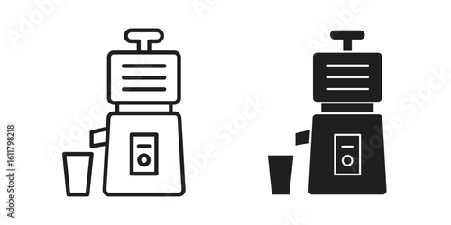 Cold pressed juicer icon logo set. thin line concept simple icon or design element