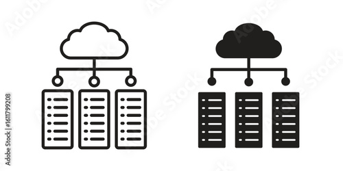 Data center icon logo set. thin line concept simple icon or design element
