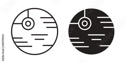 Death star icon logo set. thin line concept simple icon or design element