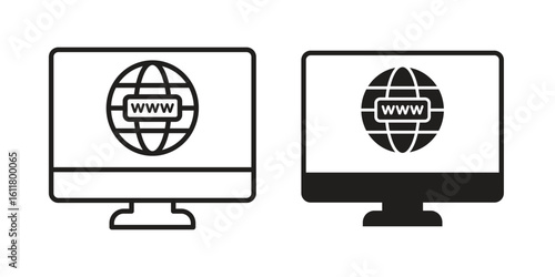 Domain icon logo set. thin line concept simple icon or design element