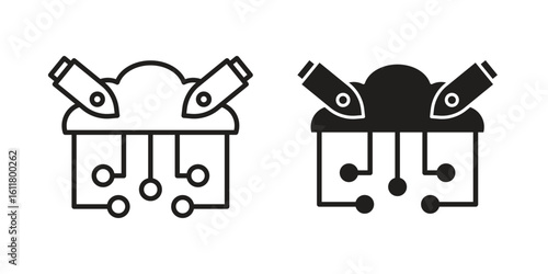 DOS icon logo set. thin line concept simple icon or design element