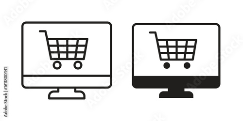 E commerce platform icon logo set. thin line concept simple icon or design element