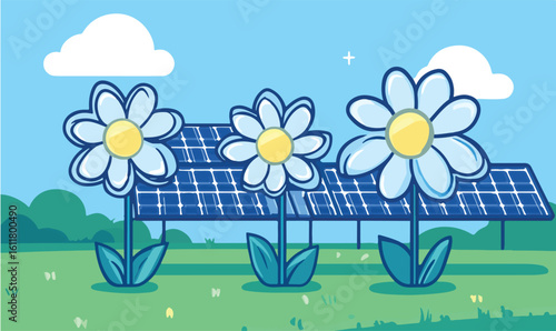Blooming solar energy flowers power a greener future with clean renewable power generation