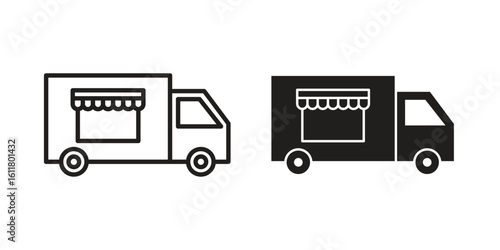 Food truck icon logo set. thin line concept simple icon or design element
