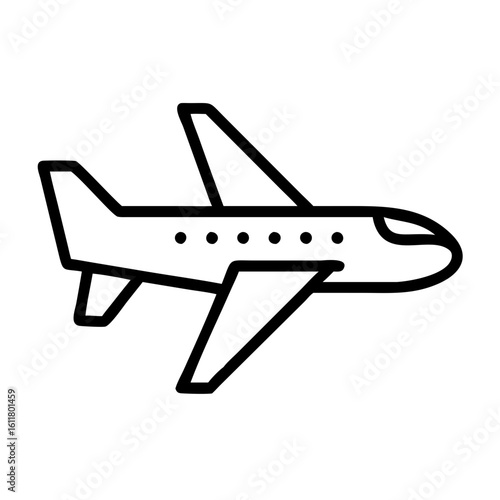 Icon of  modern airplane in simple flat design  on transparent background  