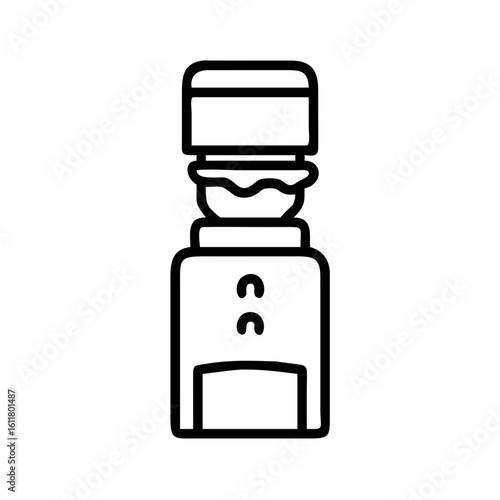 Water dispenser with a bottle on top in minimalist design   on transparent background  