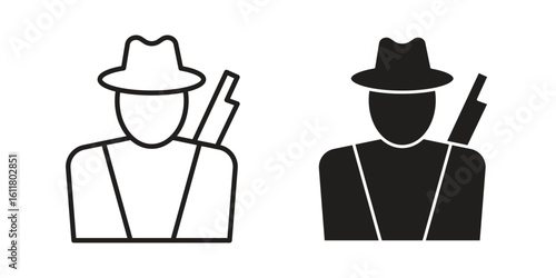 Hunter icon logo set. thin line concept simple icon or design element