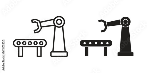 Industrial robot icon logo set. thin line concept simple icon or design element