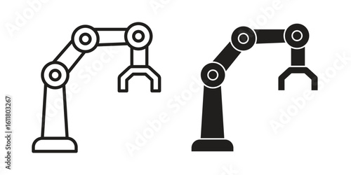 Industrial robot icon logo set. thin line concept simple icon or design element