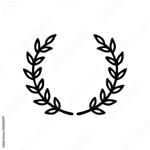Minimalist icon a decorative laurel wreath simple