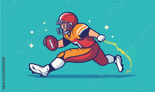 Dynamic football player sprinting with ball, showcasing speed and determination for sports promotion
