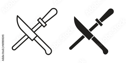 Knife sharpener icon logo set. thin line concept simple icon or design element