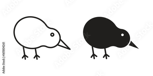 Kiwi bird icon logo set. thin line concept simple icon or design element