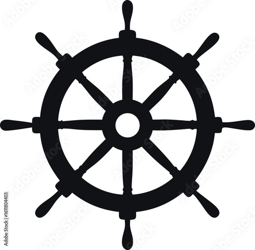 ship steering wheel silhouette vector, ship steering black icon