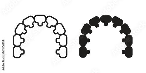 Lingual braces icon logo set. thin line concept simple icon or design element