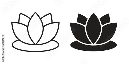 Lotus flower icon logo set. thin line concept simple icon or design element