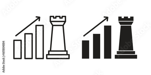 Marketing strategy icon logo set. thin line concept simple icon or design element