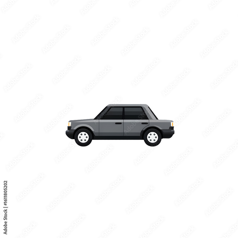 Fototapeta premium Gray Sedan car on black background, for ads or design