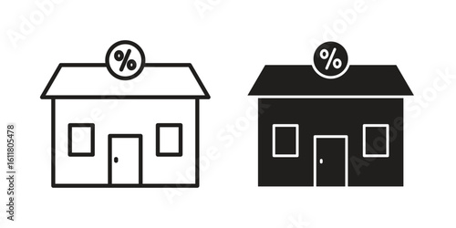 Mortgage rate icon logo set. thin line concept simple icon or design element