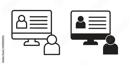 Online course icon logo set. thin line concept simple icon or design element