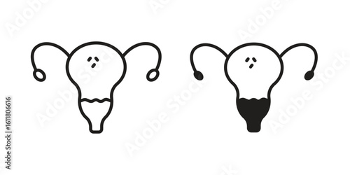 Pelvic inflammatory disease icon logo set. thin line concept simple icon or design element