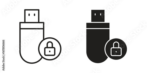 Pendrive security icon logo set. thin line concept simple icon or design element