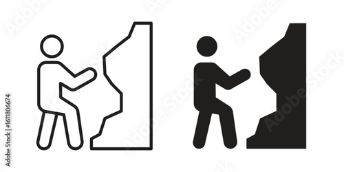 People Climbing icon logo set. thin line concept simple icon or design element