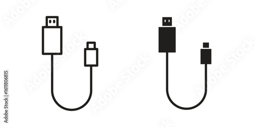 Phone cable icon logo set. thin line concept simple icon or design element