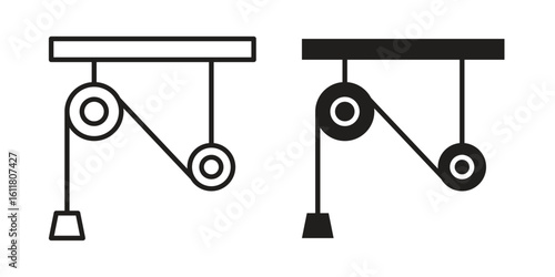 Pulley icon logo set. thin line concept simple icon or design element