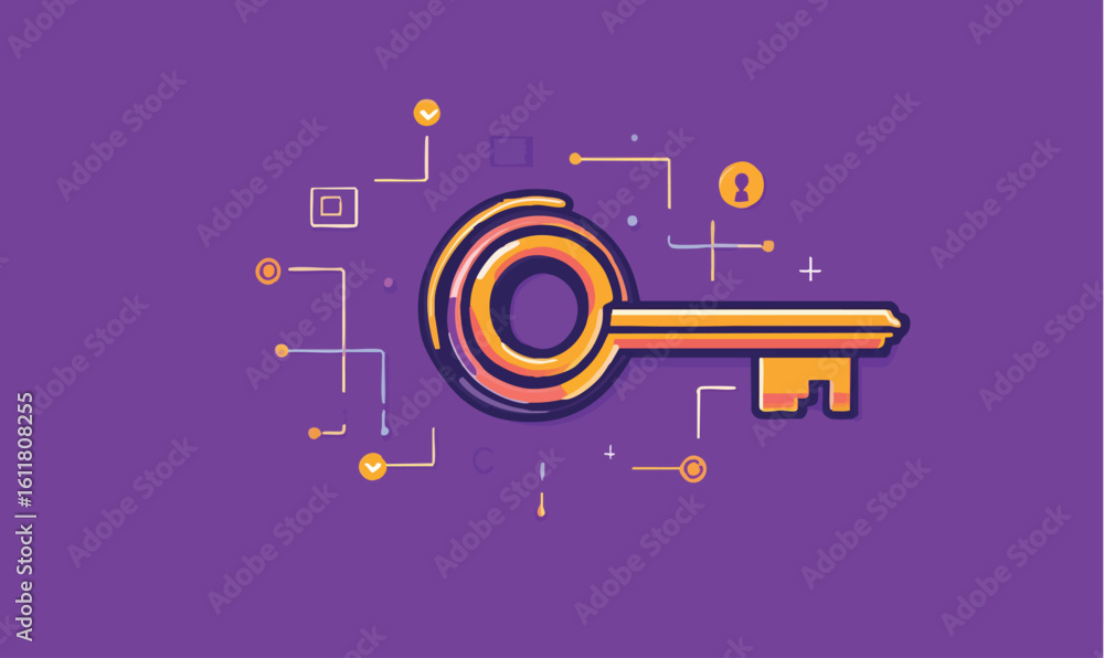 Fototapeta premium Unlock your business potential with this vibrant digital key and network connections