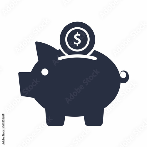 Piggy Bank Vector Icon for Finance and Saving Concept.