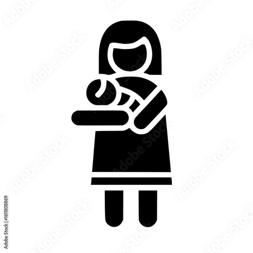 Black silhouette icon of mother holding baby

