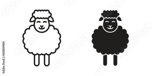 Sheep icon logo set. thin line concept simple icon or design element