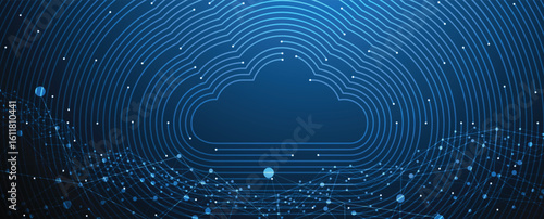 Moder cloud concept technology background and network security idea