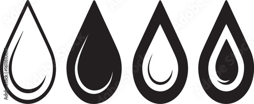 Black water drops with white highlights liquid droplet