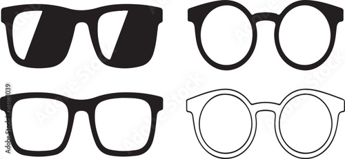 Four pairs of eyeglasses with varied frame styles spectacles eyewear