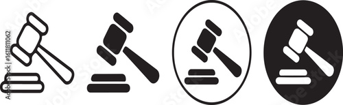 Gavel icons in various styles hammer judge