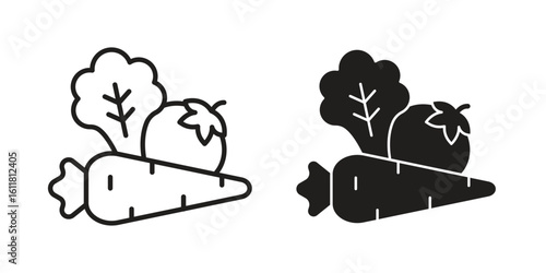 Vegetable icon logo set. thin line concept simple icon or design element